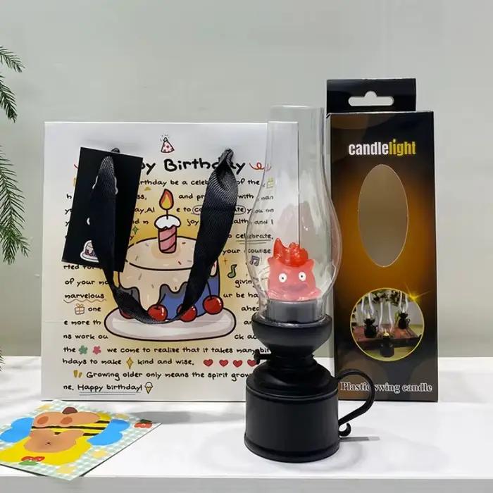 Dessin animé Anime chat sans flamme veilleuse chambre lampe de Table de chevet à piles effet de flamme réaliste décor à la maison lumière LED
