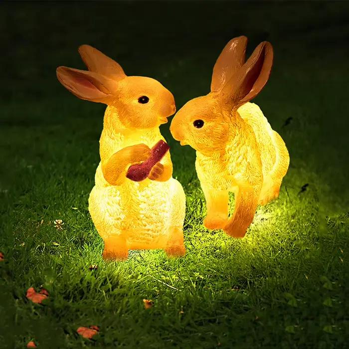 Lampe LED en Forme de Lapin et de Marijuana, Imperméable, Éclairage d'Extérieur, Idéal pour un Jardin, un Parc ou une Pelouse