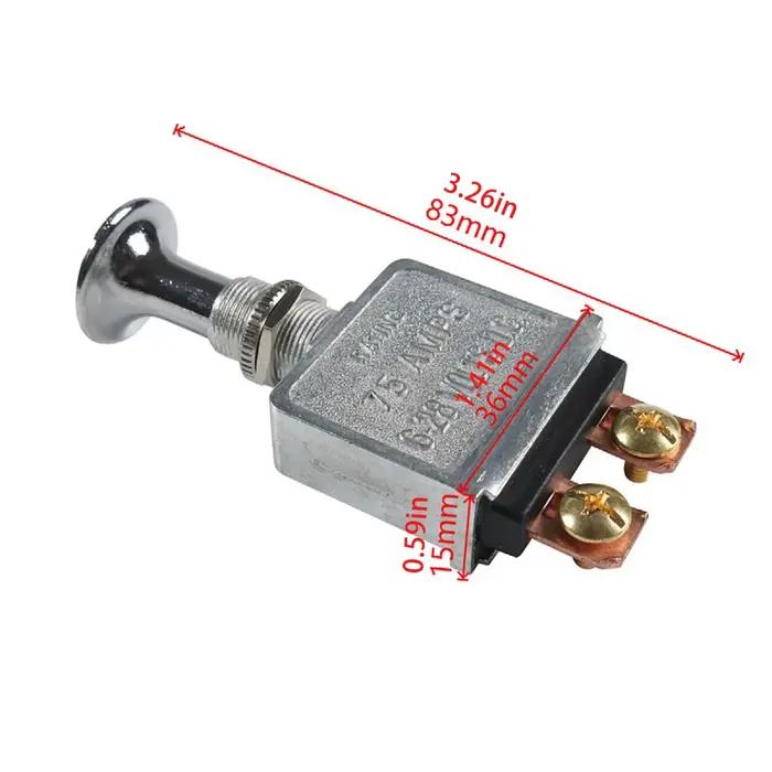 Interrupteur Push-Pull robuste marche/arrêt 75 AMP 6-28V DC 2 positions Spst marche/arrêt pour automobile, camions