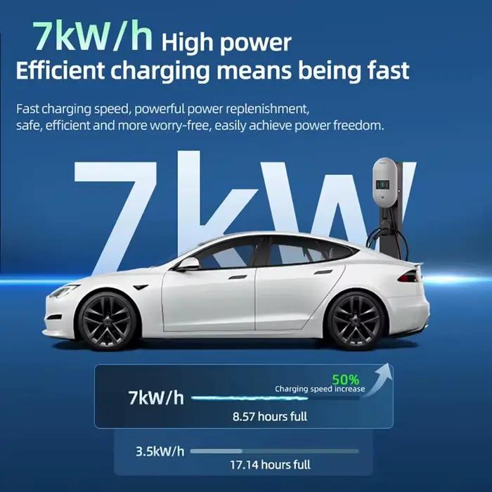 ROMADA EV Station de charge 32A chargeur de voiture de véhicule électrique EVSE Wallbox montage mural 7KW Type2 câble IEC62196 Bluetooth APP contrôle