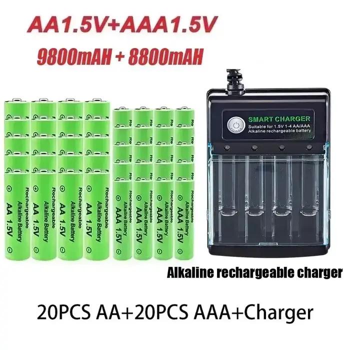 Batterie Rechargeable originale 1.5V AA 9800mAh + AAA 8800mAh + chargeur pour ordinateur horloge Radio jeu vidéo appareil photo numérique AA AAA