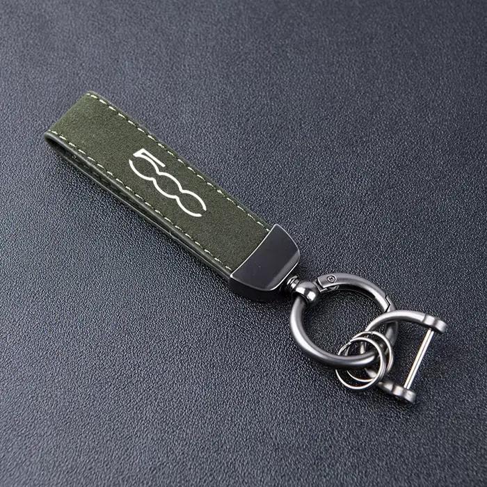 Porte-clés en cuir et daim pour Fiat 500 500c 500l 500x, accessoires de voiture de haute qualité