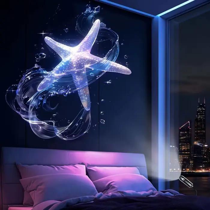 Projecteur USB Lumière de nuit LED en forme de baleine, méduse, papillon pour décoration de chambre, plafond, fenêtre, mur, cadeaux de festival