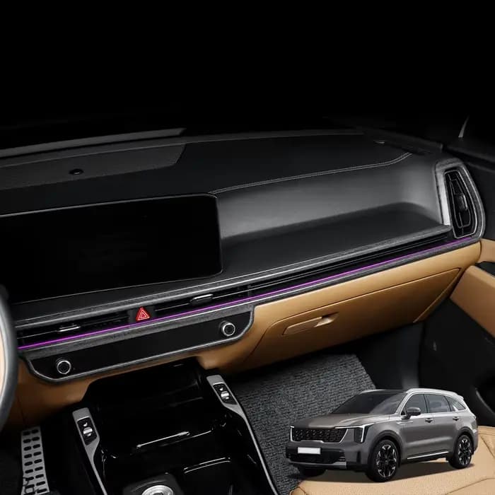 Cadre décoratif de tableau de bord de Style Grian en bois, garniture de tableau de bord de voiture, couverture intérieure à rayures pour Kia Sorento MQ4 2024 – 2026 LHD