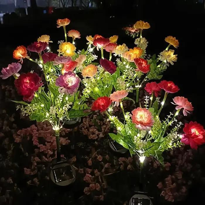 Lampes solaires LED en forme de fleur de lotus pour pelouse