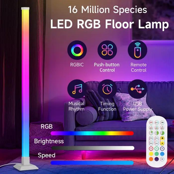 150cm RGB lampadaire télécommande RGBIC décoration intérieure éclairage d'ambiance support LED lumières pour salon chambre salle à manger Tabl