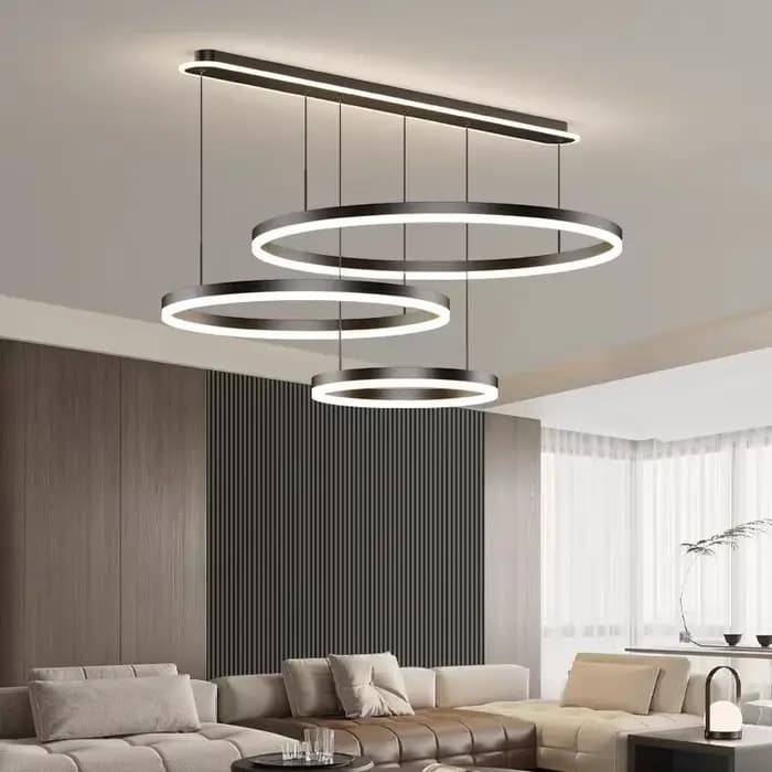 Minimalisme moderne LED Dimmable Lustre Anneaux Circulaires Lampe Suspendue Salon Chambre Cuisine