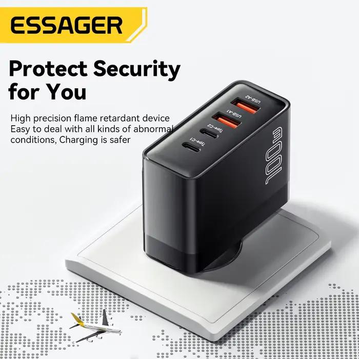Essager 100W US/KR prise USB Type C GaN chargeur pour ordinateur portable Macbook PD Charge rapide pour iPhone 16 15