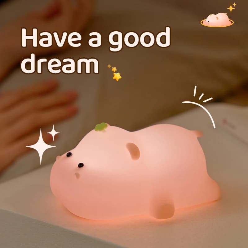 Lampe Hippopotame Douce et Mignonne, Éclairage Chaud, Veilleuse, Cadeau pour Enfants, Lampe de oral 