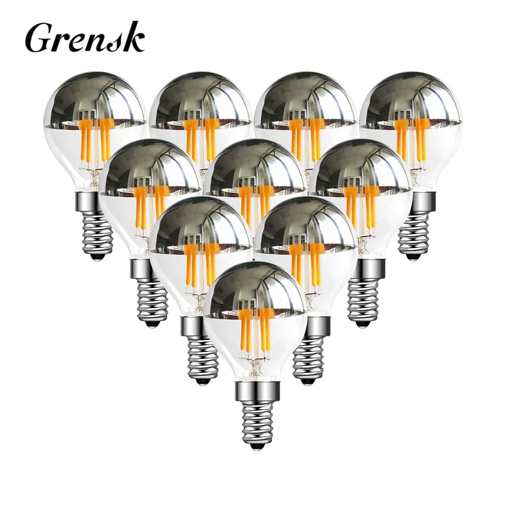 G45 Globe E14 lampe à LED miroir argenté 4W rétro LED ampoule à Filament E12 110V E27 blanc chaud 27