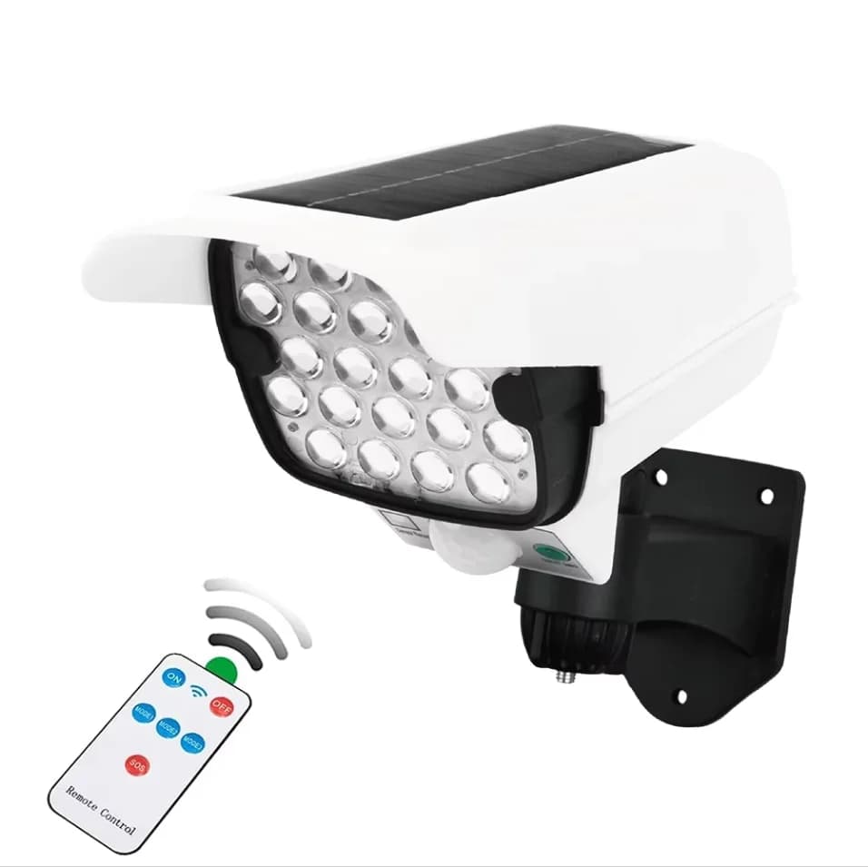 Lampe solaire à détecteur de mouvement, fausse caméra CCTV, étanche IP65, lampe murale LED, projecte
