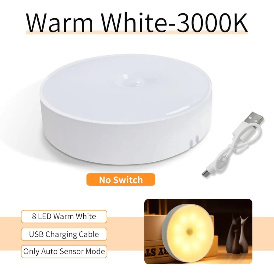Veilleuse LED avec capteur de mouvement PIR, aste par USB, lampe sans fil pour armoire de cuisine, l
