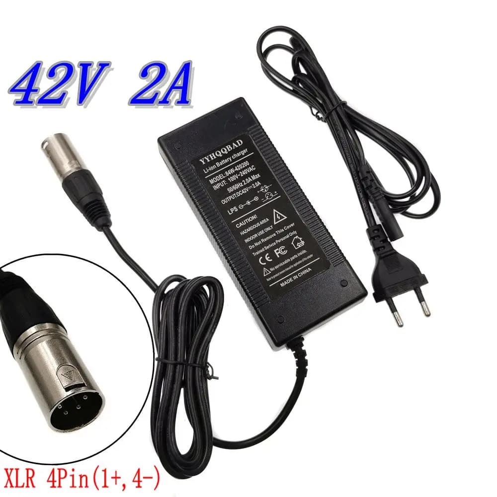 Chargeur de batterie au lithium pour vélo électrique 42V 2A, pour batterie au lithium 36V avec prise