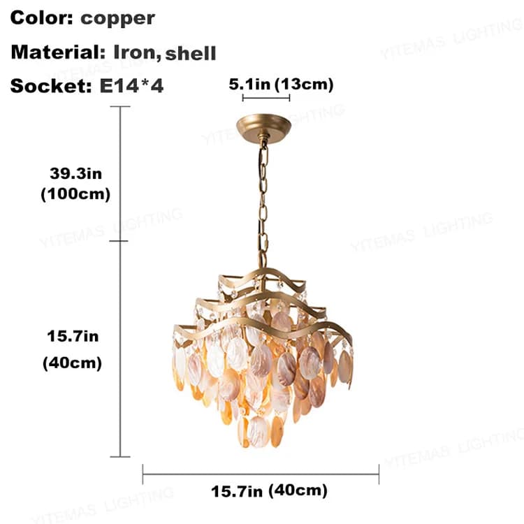 Salon coquille lustre loft suspension dans la chambre des enfants or cuisine lustre décoratif pour c