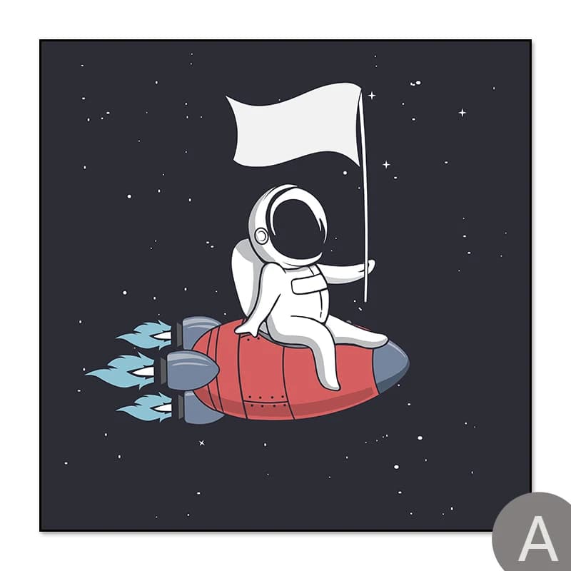 AstronsomSpace Planet Wall Rocket Art Prhonneur, Affiches pour enfants, Peinture sur toile nordique,