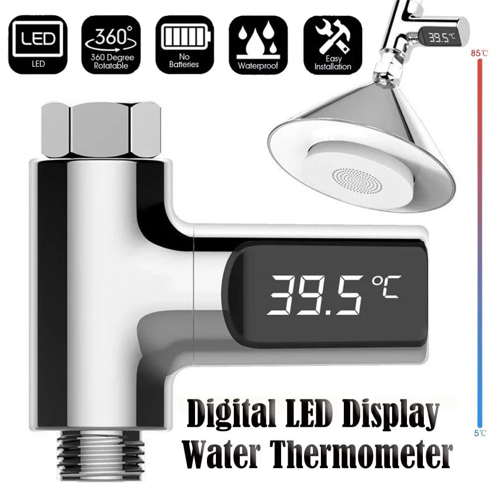 Thermomètre à eau numérique avec affichage Led de la température de la douche, moniteur en temps rée