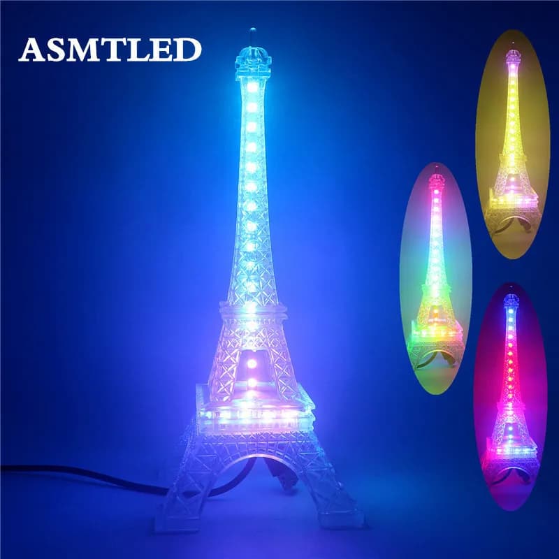 Veilleuse Tour Eiffel, USB 5V, WS2812B, 48 LED, Adressable, Intelligente SK6812, Puce LED Colorée, L