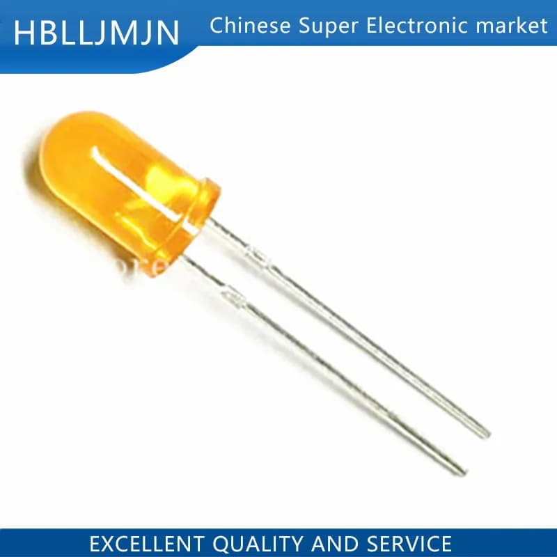Diode led ambre orange de 5mm, 50 pièces, lampe à émission ultra brillante, grand Angle de 5mm