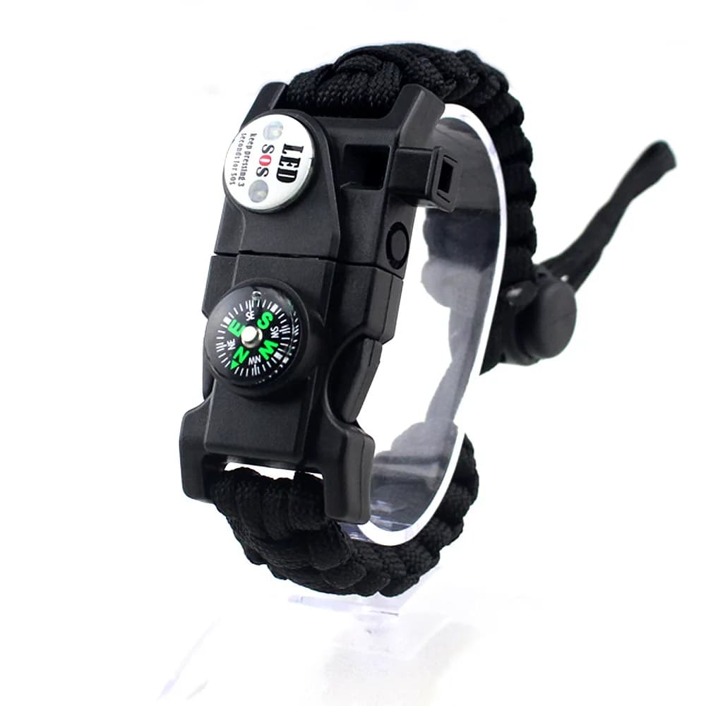 Bracelet de survie tressé d'urgence militaire, avec paracorde LED SOS, corde de sauvetage pour Campi