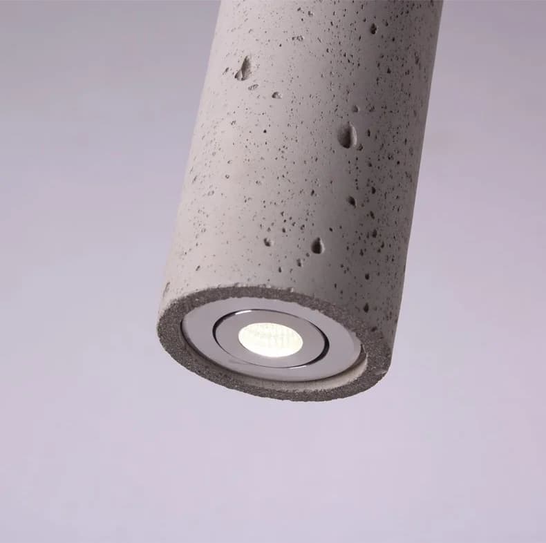 Lustre en béton à long tube de ciment nordique, lustre pour chambre à coucher, décoration de salle à