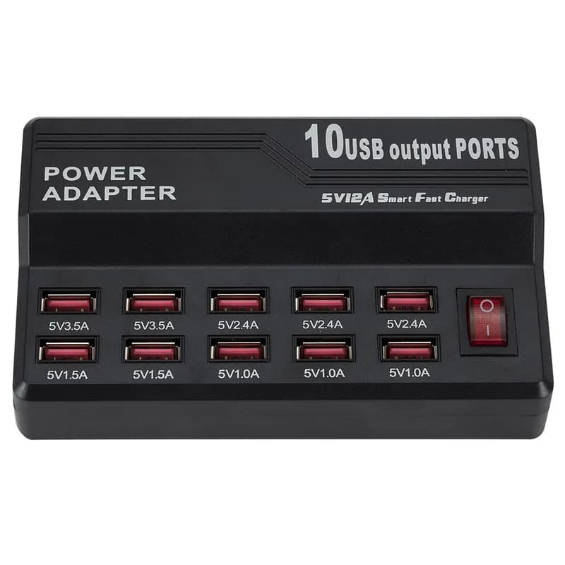 Station de charge rapide multi 10 ports 12A 60W, chargeur USB pour iPhone 7 5 5S 6 6S Plus iPad LG S