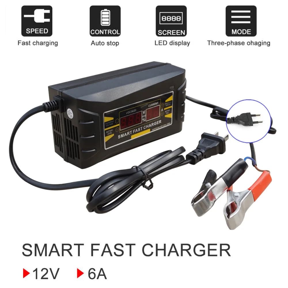 Chargeur de batterie portable SnapCar, AGM GEL, charge de batterie au plomb, 12 V, entièrement autom