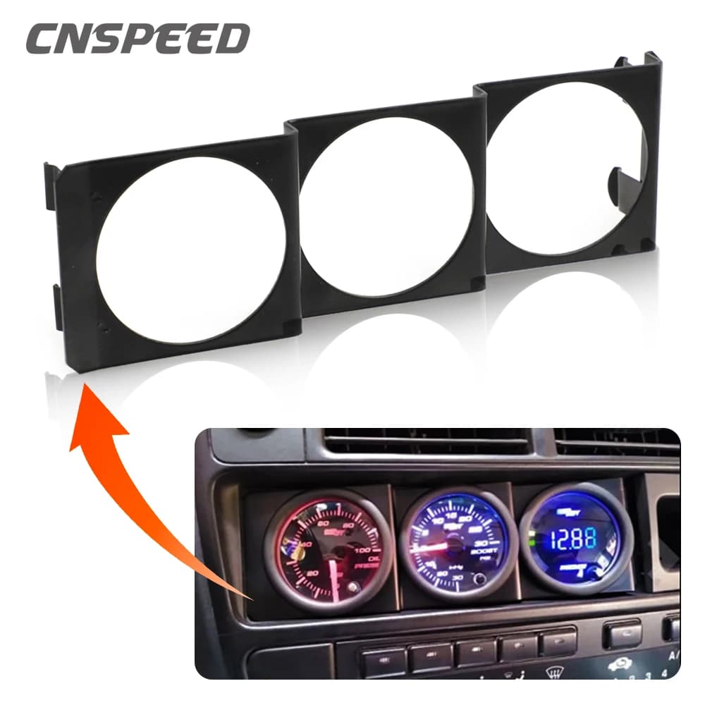 Panneau de compteur Triple avec fente Radio DIN simple, 52mm, 3 trous, montage en fer noir pour dose