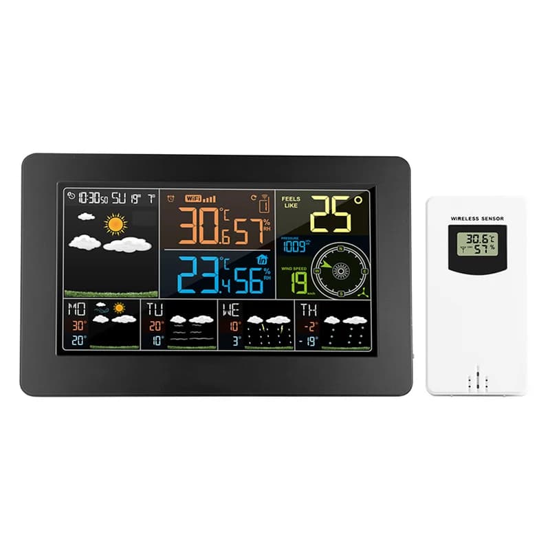 FanJu-Réveil numérique FJW4, Station météo, WiFi, Nik, Extérieur, Température, Humidité, Pression, V