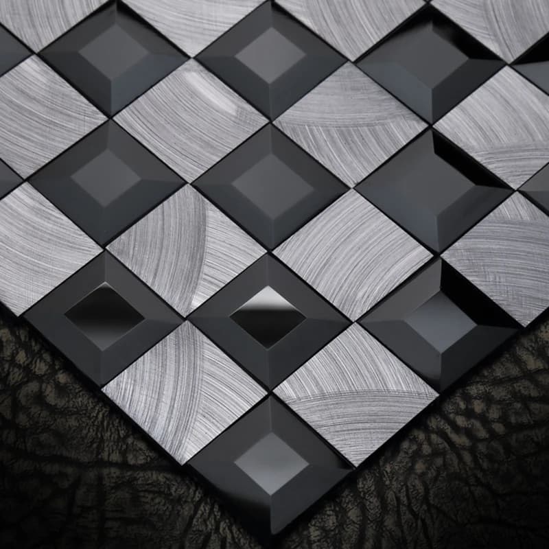 Mélange de verre miroir noir auto-adhésif 30mm, panneau Composite en aluminium, carreaux muraux en m