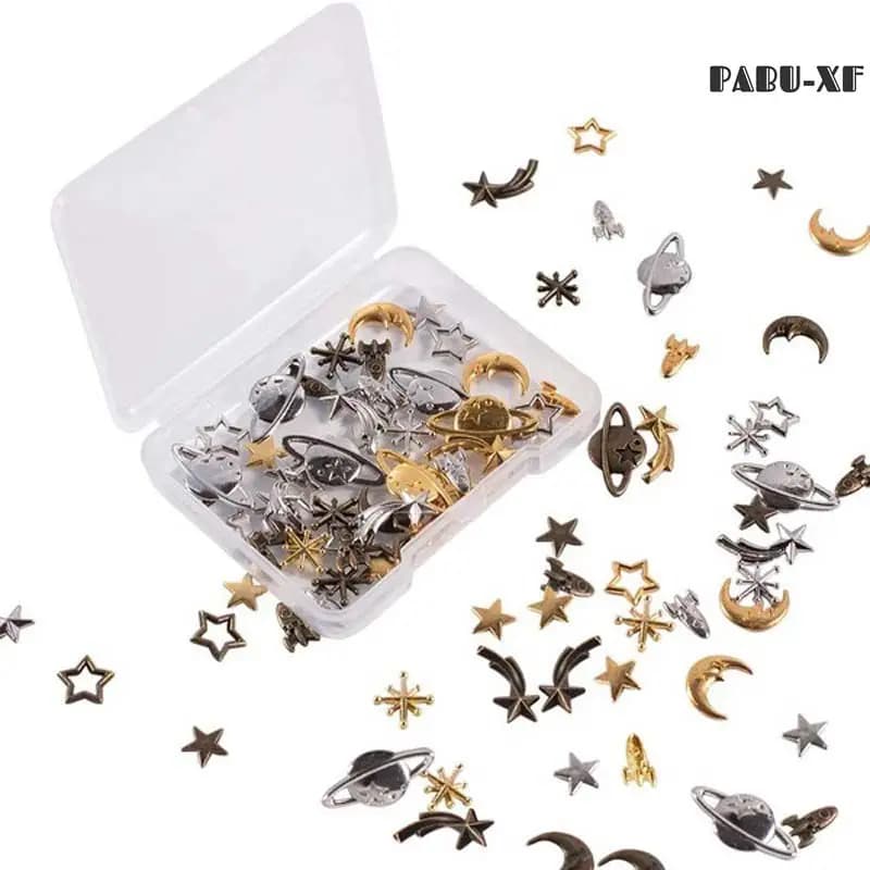 42 pièces/ensemble Cosmos thème 3 couleurs alliage époxy fournitures étoile lune vaisseau spatial ac