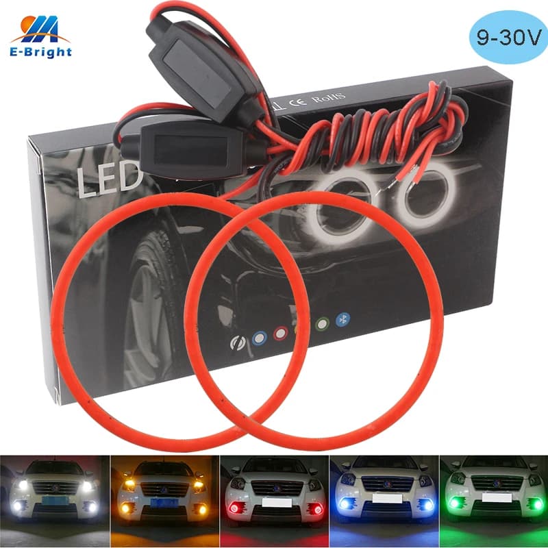 2PCS Halo Ring COB 60MM 70MM 80MM 90MM 100MM 110MM 120MM 12V 24V Phare LED de voiture, feux de broui