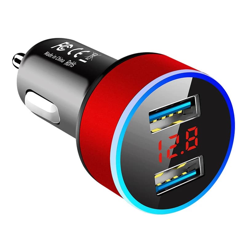 Chargeur de voiture pour allume-cigare, adaptateur USB pour téléphone intelligent, double affichage 