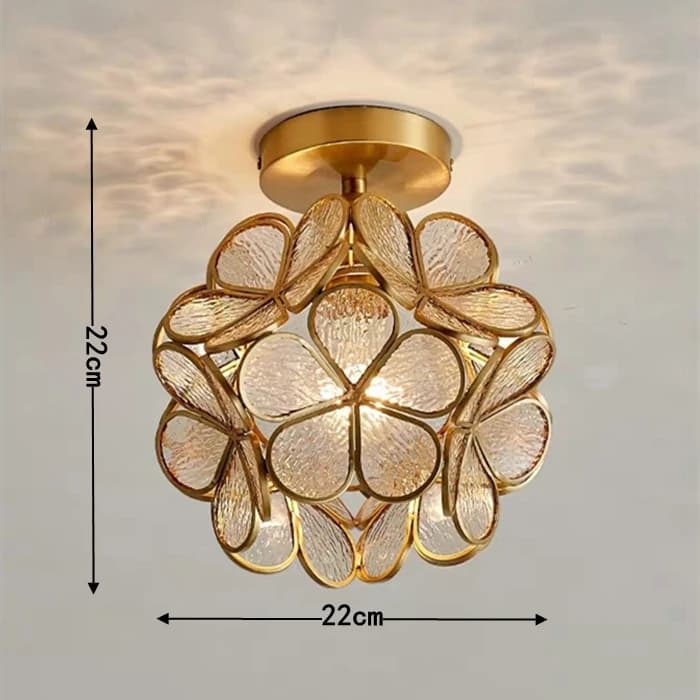 Lampe à suspension en cuivre fleur LED nordique, verre Tiffany, cuisine, chambre à coucher, salle à 