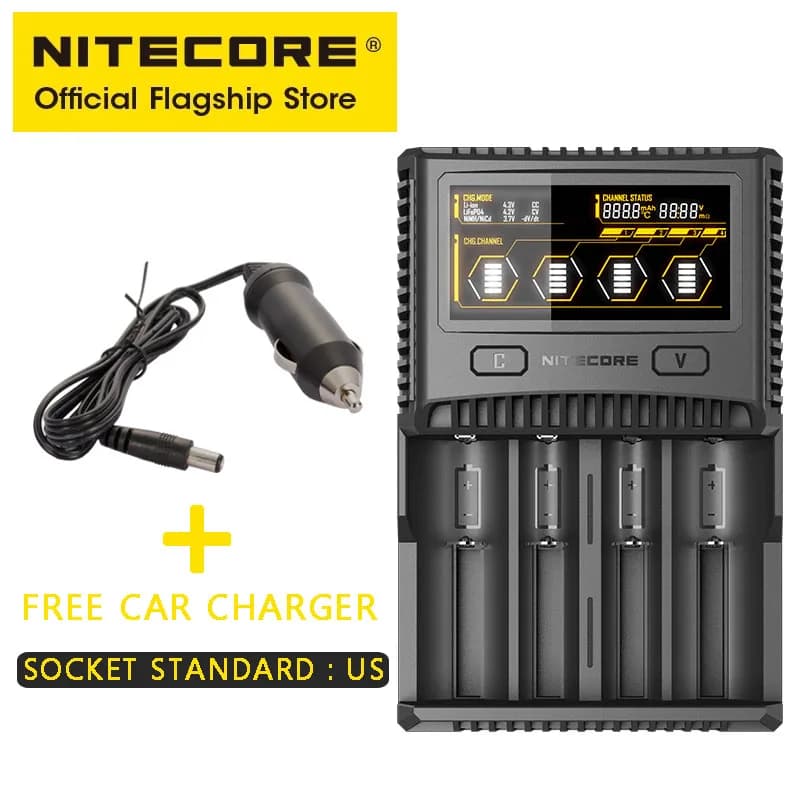 NITECORE-Chargeur de batterie intelligent SC4, quatre emplacements, charge rapide pour 18650 14450 1