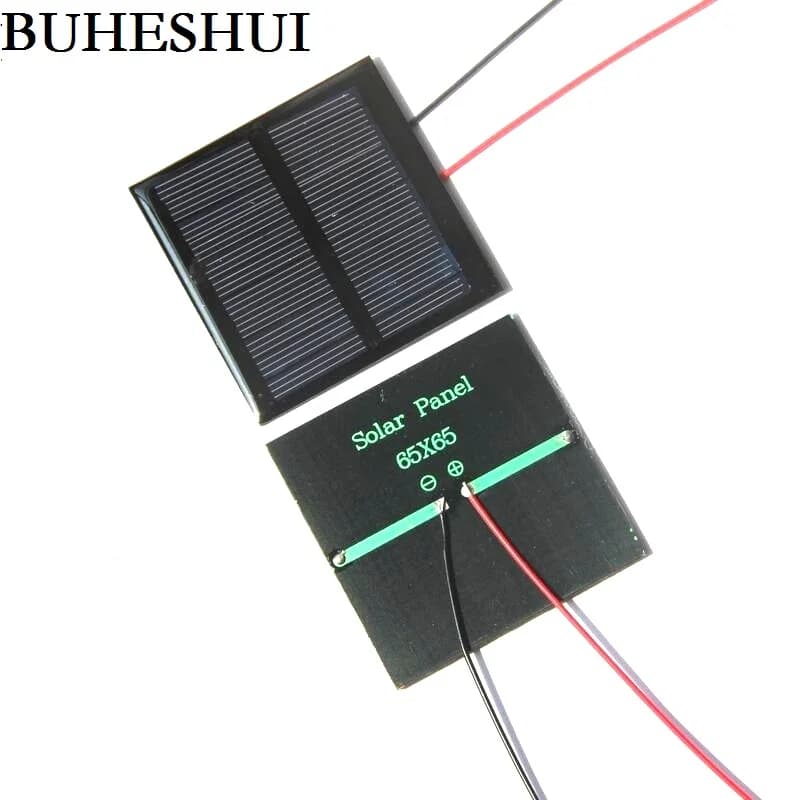 BUHESHUI-Cellule Solaire Polycristallin avec Câble de 15cm, Système d'Alimentation Solaire DIY, 65x6