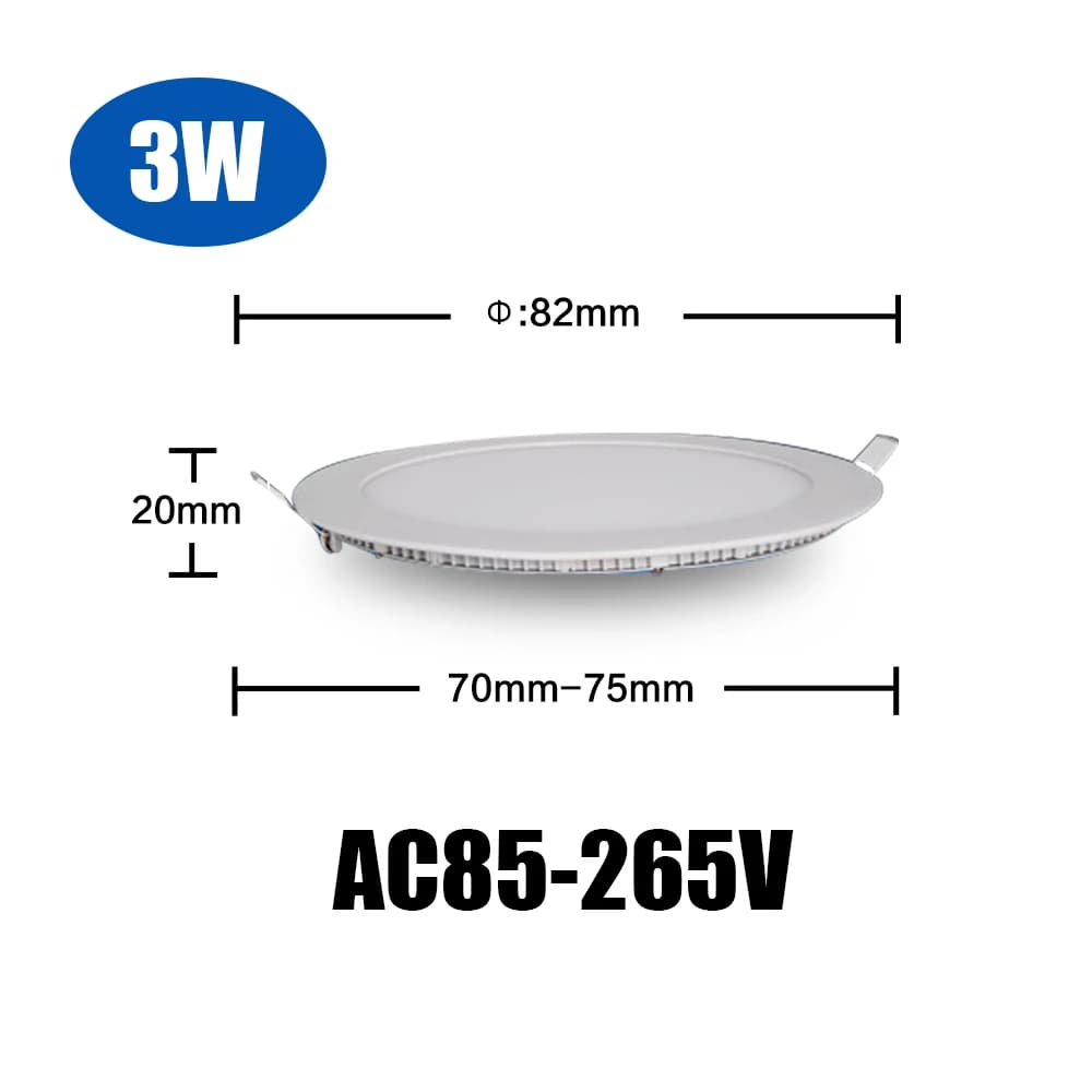 Spot Lumineux LED Circulaire Ultramince Encastrable pour le Plafond, Éclairage Naturel, 3/6/9/12/15/