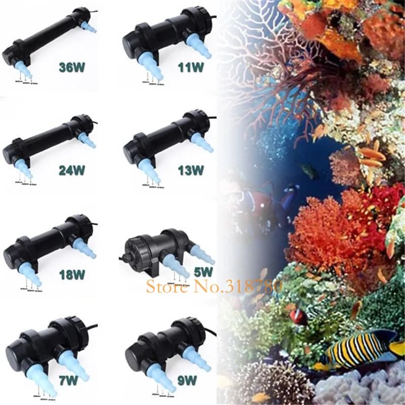 Lampe stérilisatrice UV JEBO 5W-36W pour aquarium et bassin, purificateur d'eau, filtre ultraviolet 