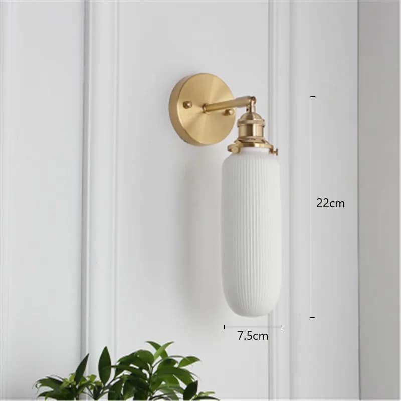 Applique Murale LED Nordique en Porcelaine Blanche, Laiton Simplifié, Chambre à Coucher, Allée, Wand