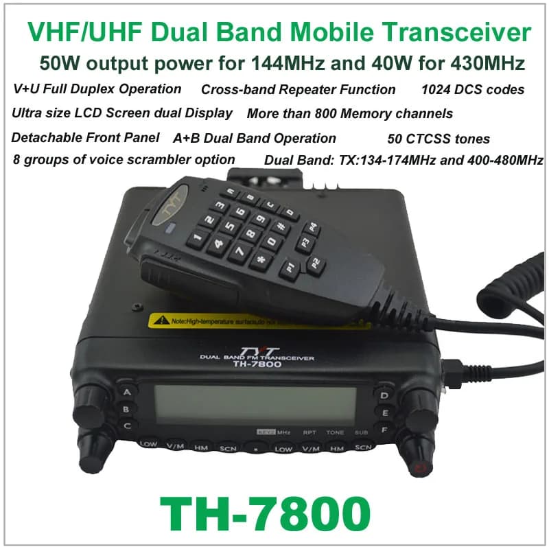 TYT TH-7800 autoradio Walperforated talperforated touristes bande 136-174/400-480MHz 50W VHF/40W UHF