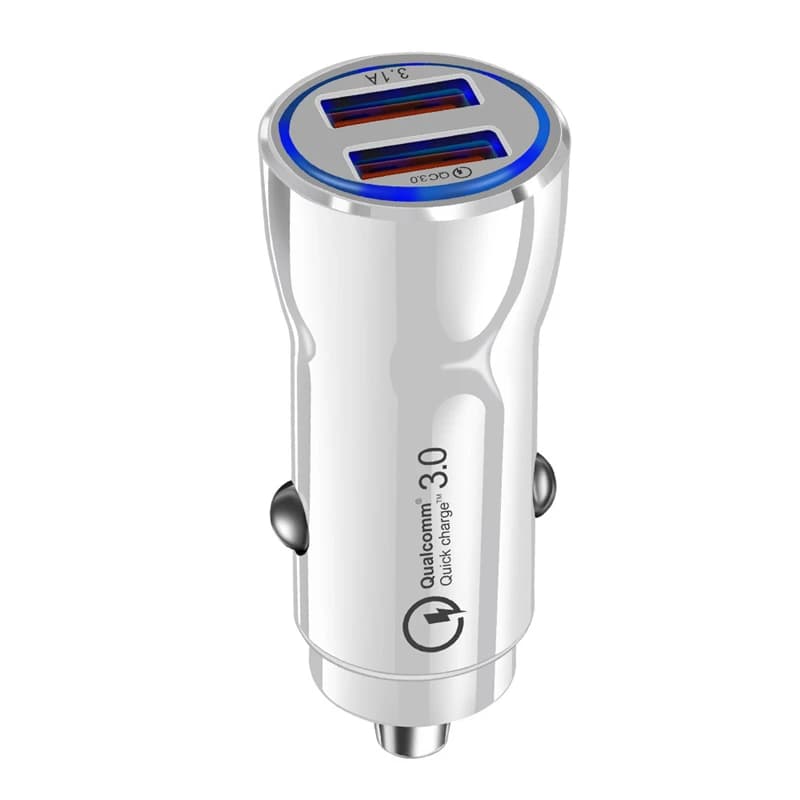 Chargeur de téléphone portable USB pour voiture, prise de charge rapide 3.0, 2 ports, iPhone, Samsun