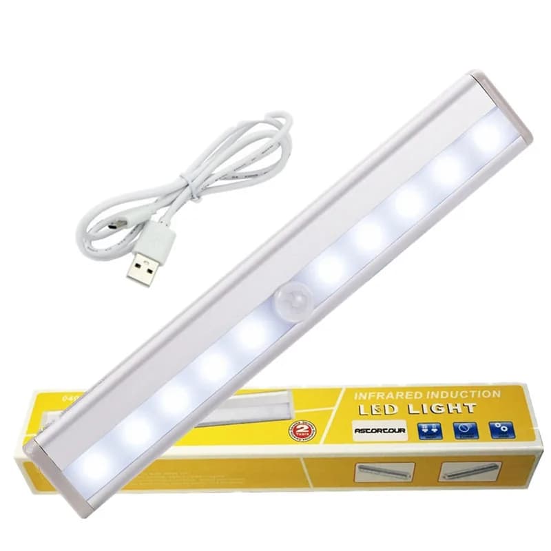10 LED IR détecteur de mouvement infrarouge capteur sans fil lumière placard USB lampe à LED Recharg
