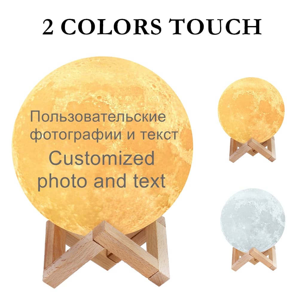 Lampe de lune personnalisée 2/3/16 couleurs, veilleuse Photo personnalisée, image gravée, cadeau pou