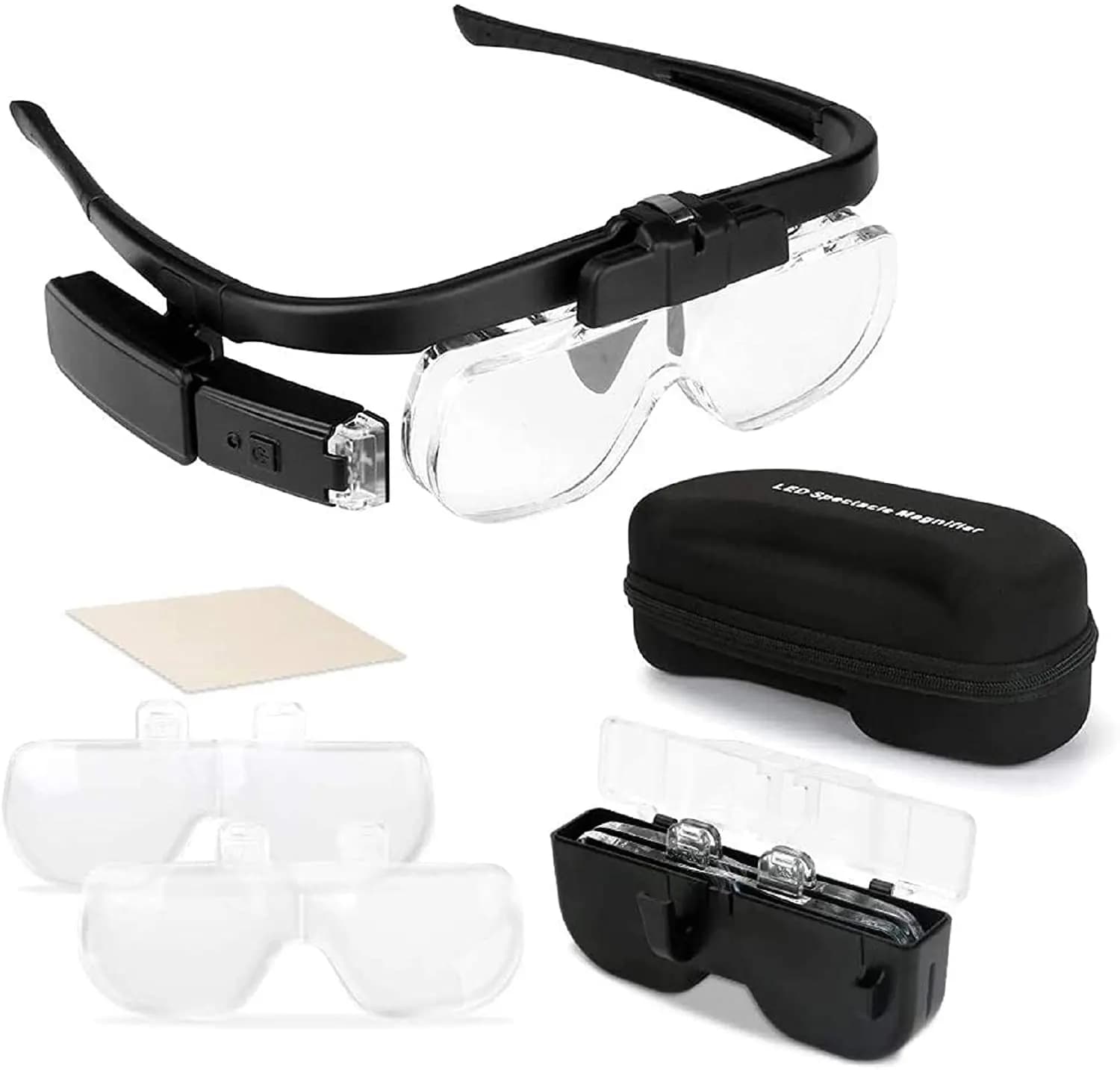 Loupes loupe 1,5x/2x/ 2,5x/3,5x/4x/4,5x, rechargeables par USB avec lumière LED pour la lecture bijo