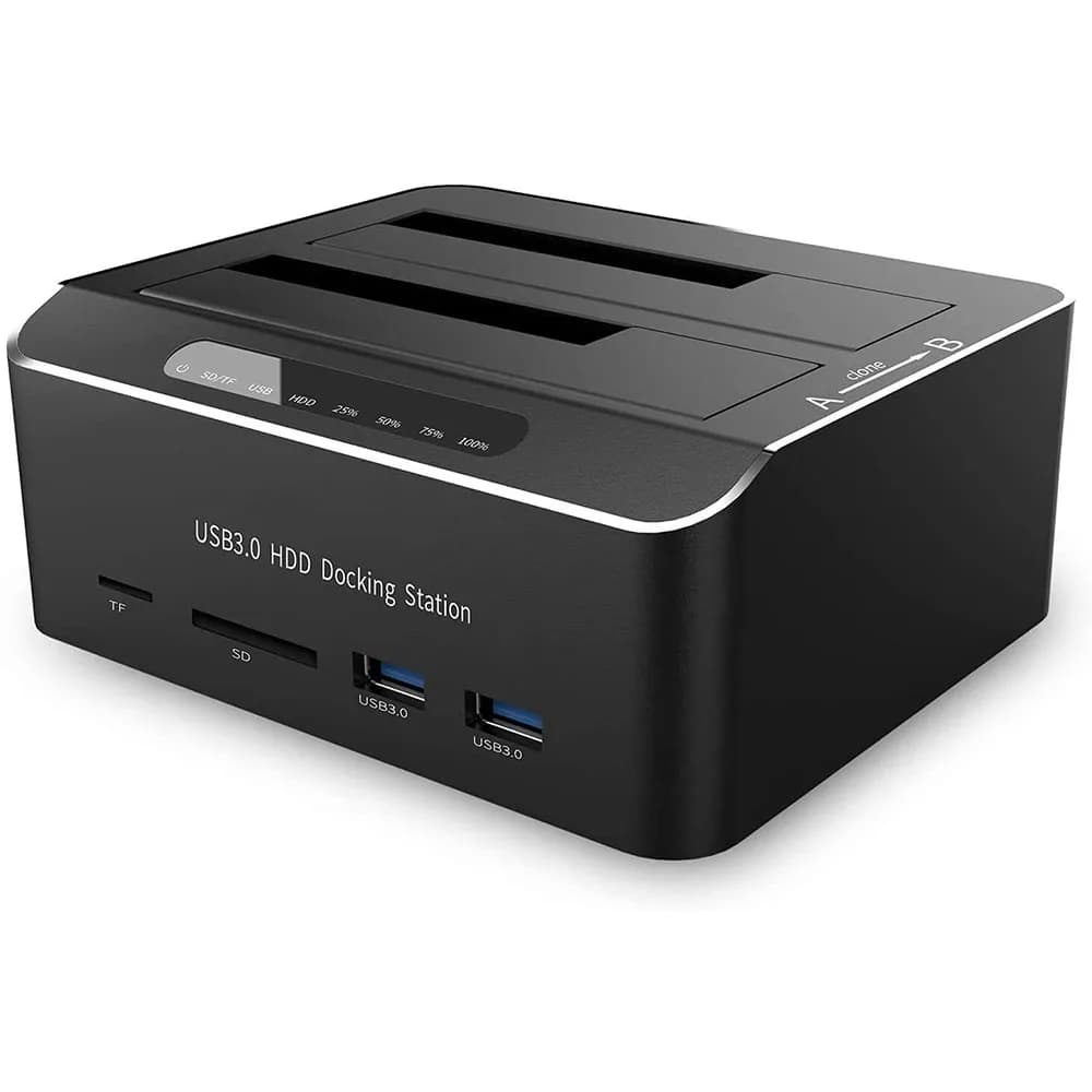 Station d'accueil de disque dur USB 3.0 en aluminium à double baie pour 2.5 "3.5" SATA HDD SSD avec 