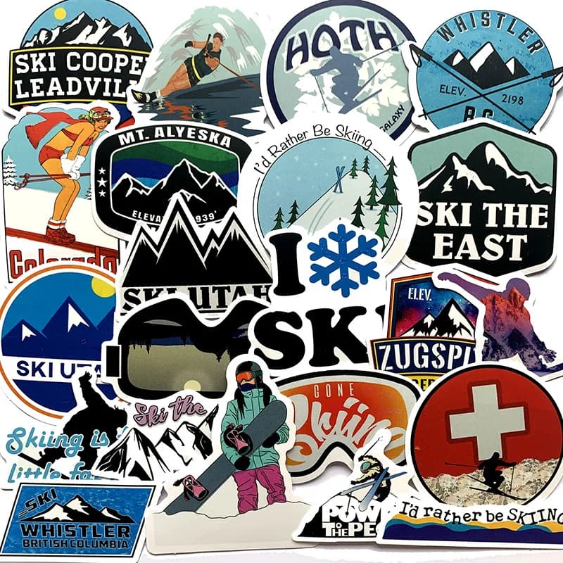 10/30/50pcs hiver Ski neige montagne Graffiti autocollants pour bagages ordinateur portable planche 