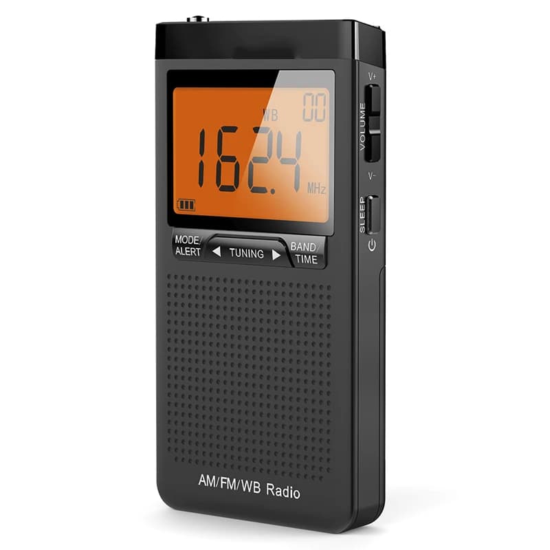 Radio météo de poche portable AM/FM, mini récepteur, avec iode, NOAA