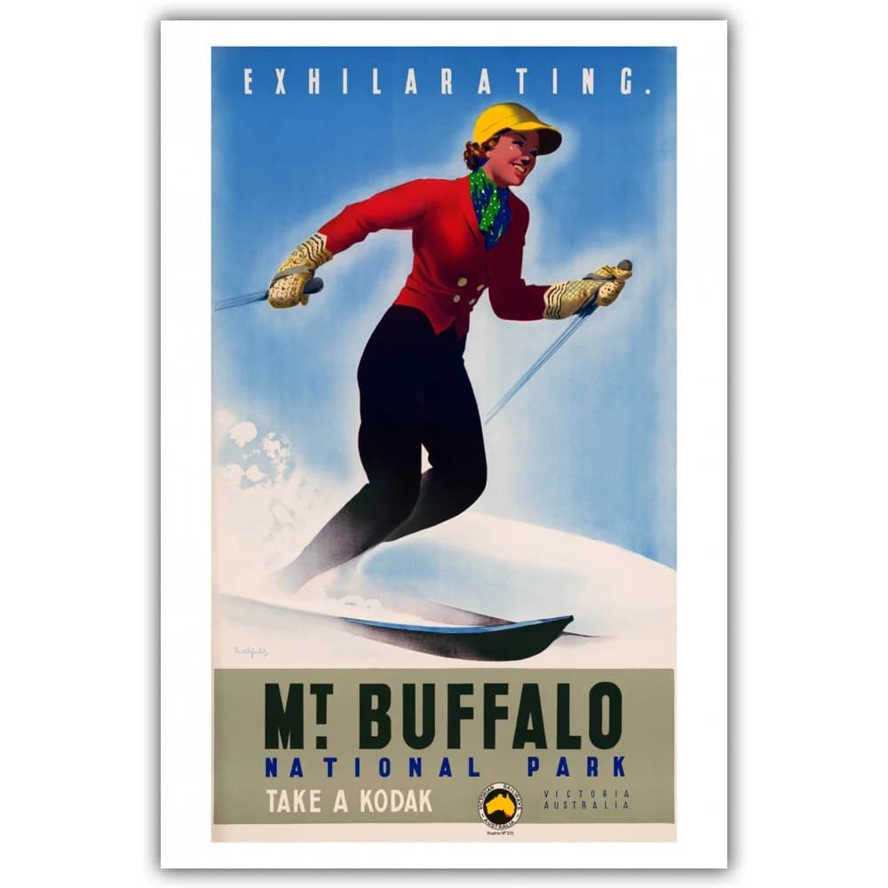 Affiche de voyage vintage de ski de vacances de sports d'Australie