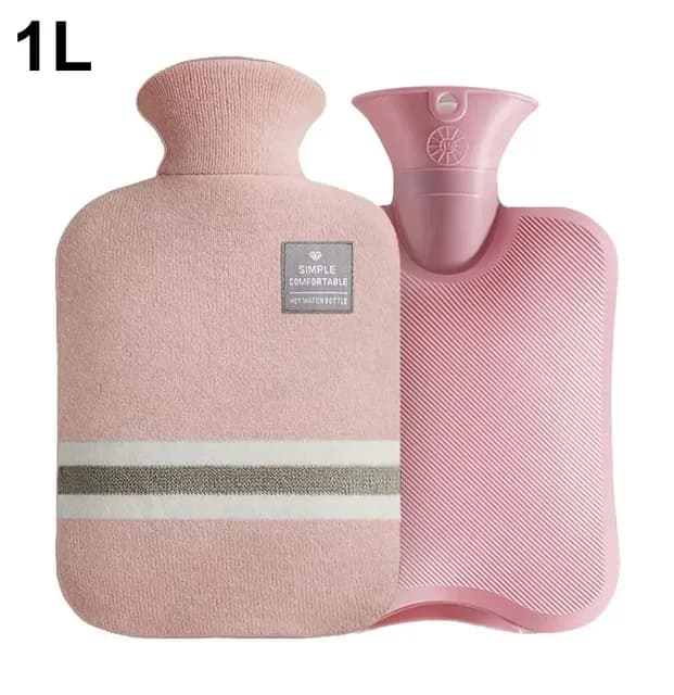 Bouteille d'eau chaude avec couvercle tricoté, sac d'eau chaude Durable 1L/2L pour soulager la doule