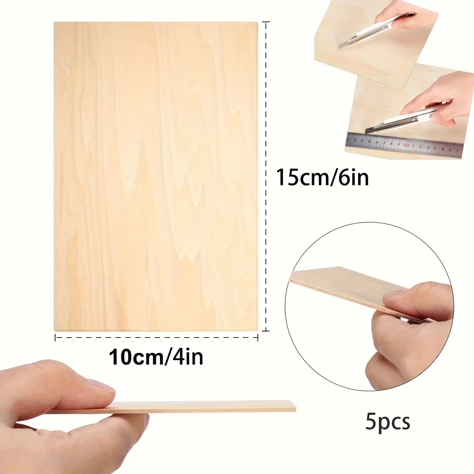 Planches de bois de tilleul 10x15cm, contreplaqué fin, planches de bois de balsa pour travaux manuel