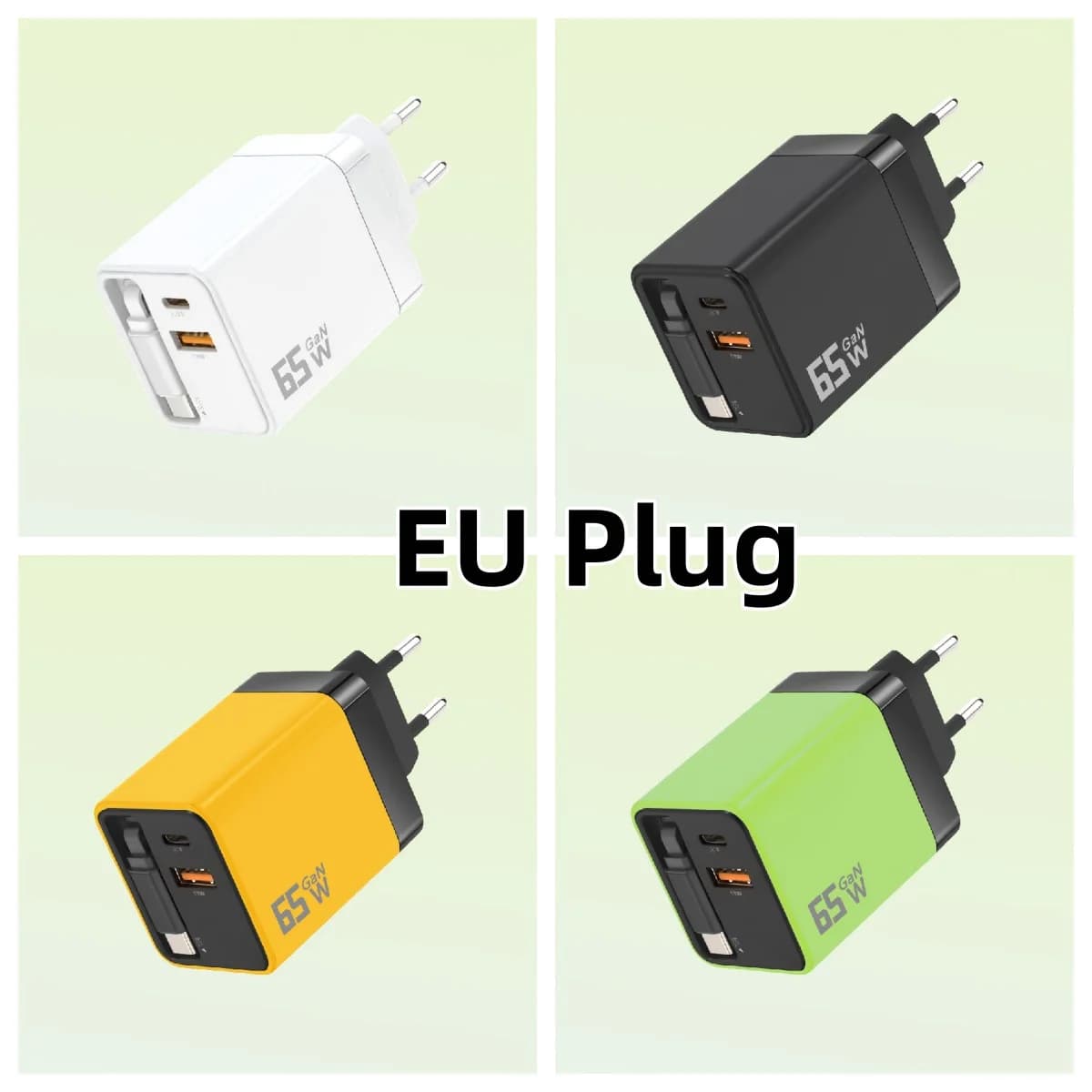 Tête de charge 65W GaN PD USB-C, chargeur rapide avec câble TypeC intégré de 70cm, adapté à iPhone16